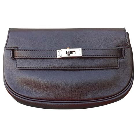 hermes black kelly pochette|hermes kelly belt with pouch.